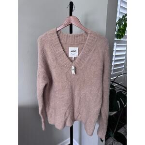 Aerie Knitted V Neck Oversized Sweater Cottagecore  Small NWT Tan